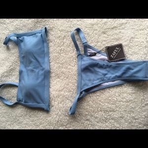 Blue ribbed bikini